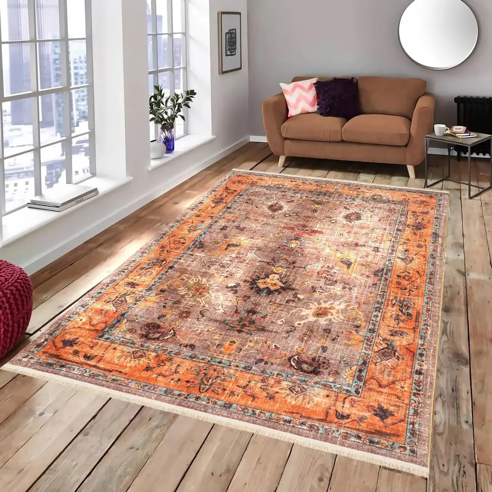فرش ماشینی سنتی طرح 901403 تمام رنگ 1000 شانه